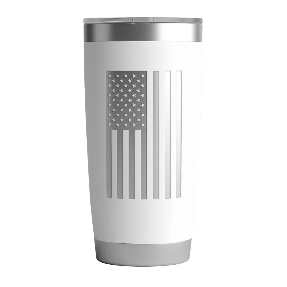 20 OZ Tumbler w/ Logo & US Flag In White