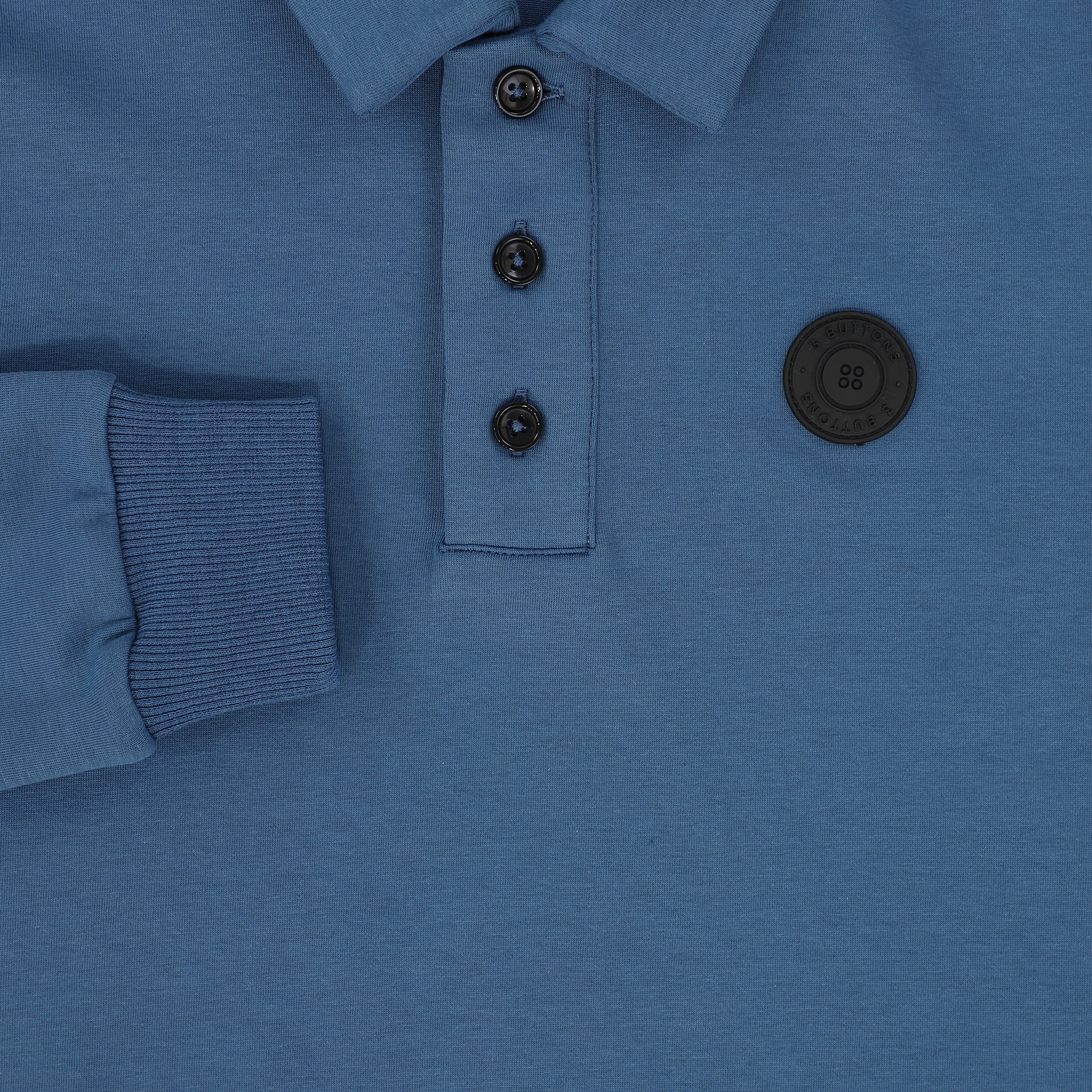 3 BUTTONS BLUE SWEATSHIRT POLO