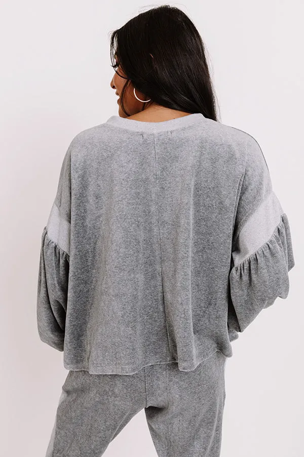 Across Campus Velour Sweatshirt In Dark Grey