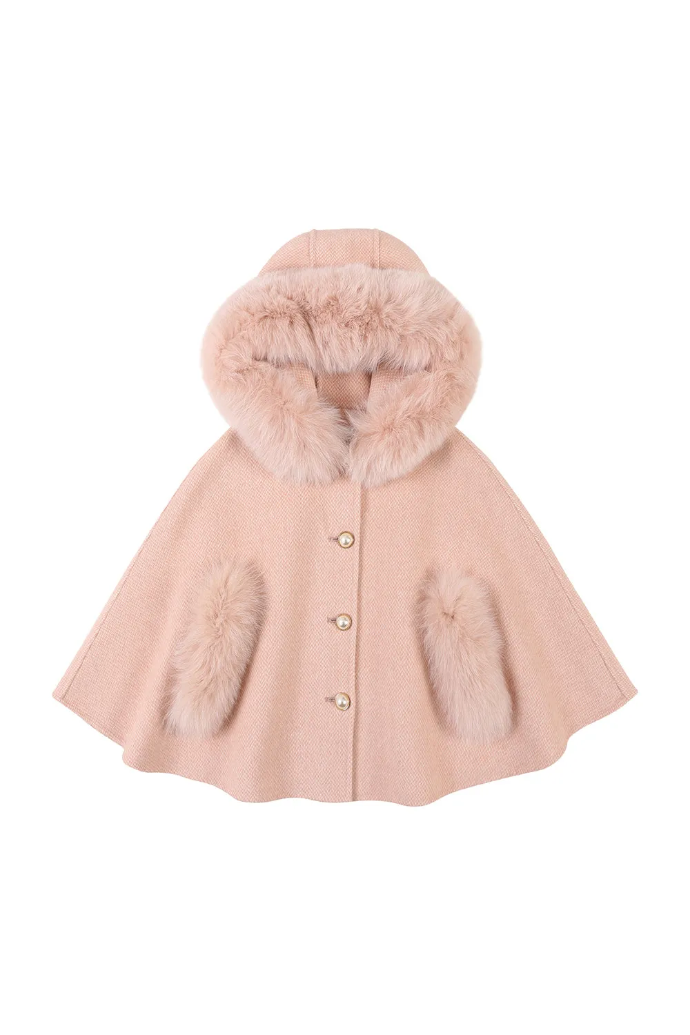 ‘Alana' cashmere hooded cape / Blush