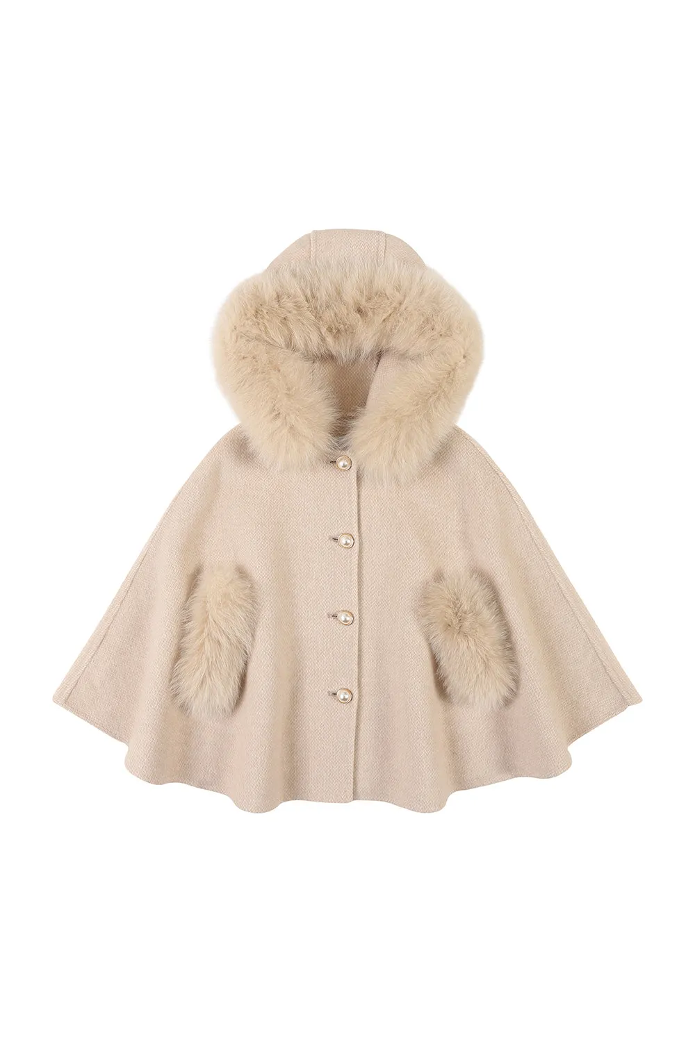 'Alana' cashmere hooded cape / Nude