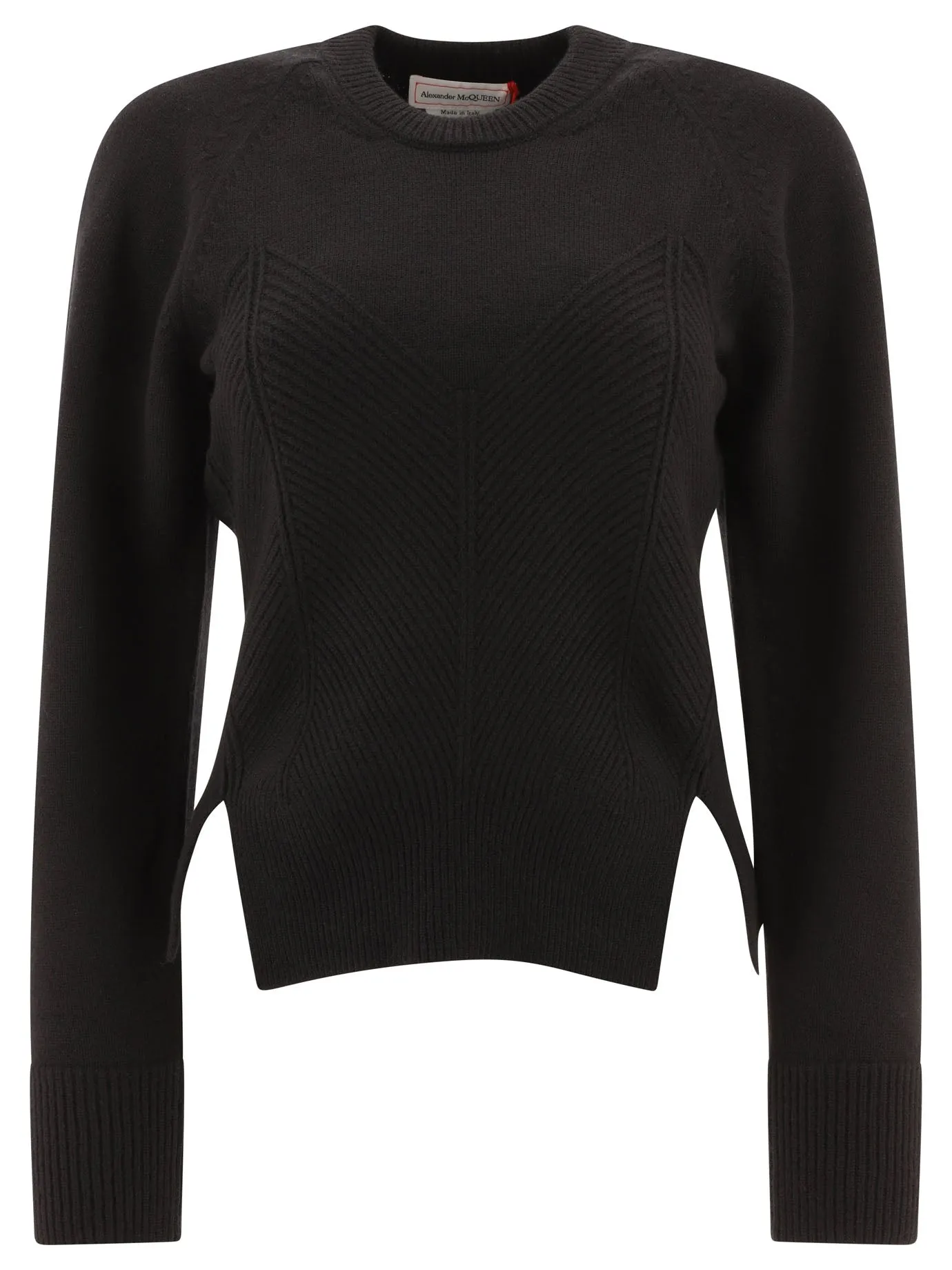 ALEXANDER MCQUEEN Chevron Corset Sweater in Black