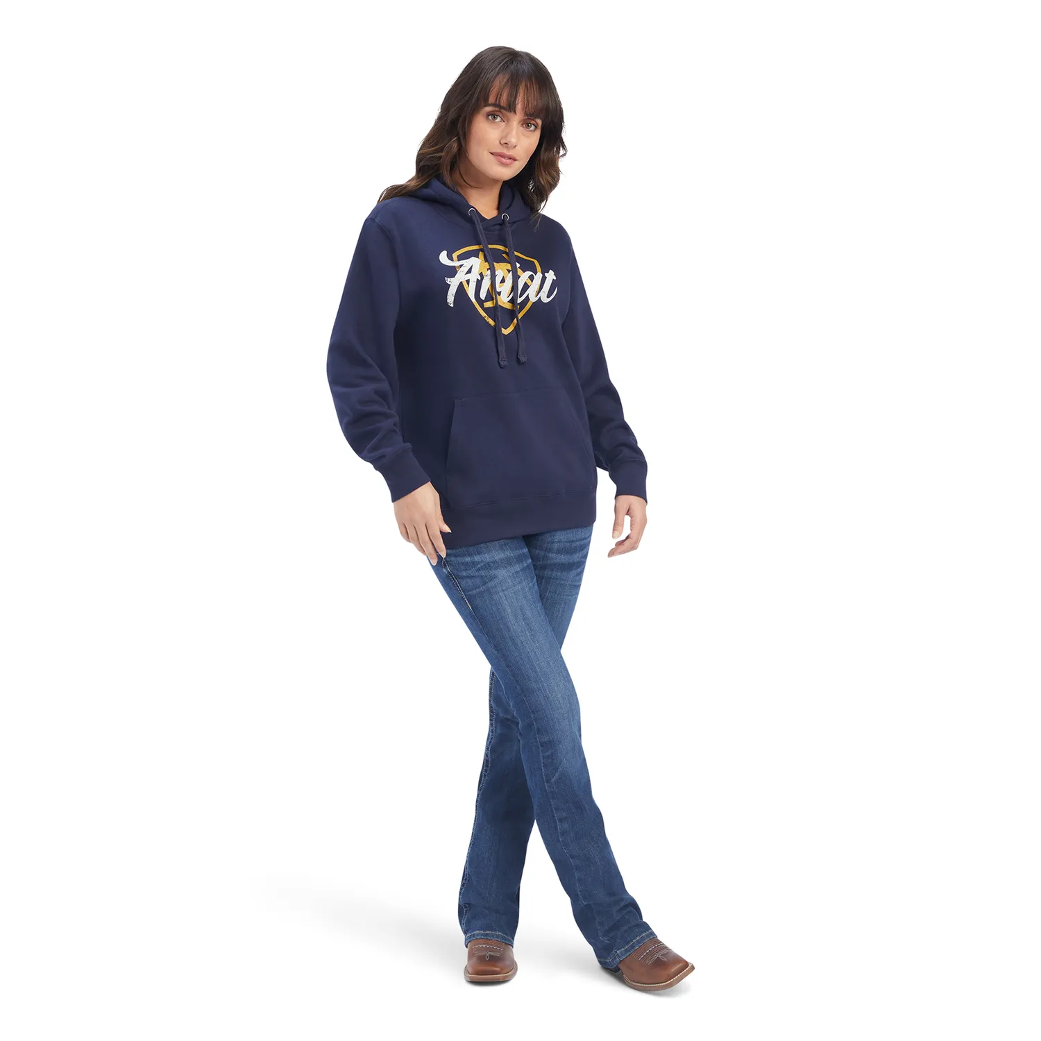 Ariat Womens REAL Shield Logo Hoodie - Navy Eclipse