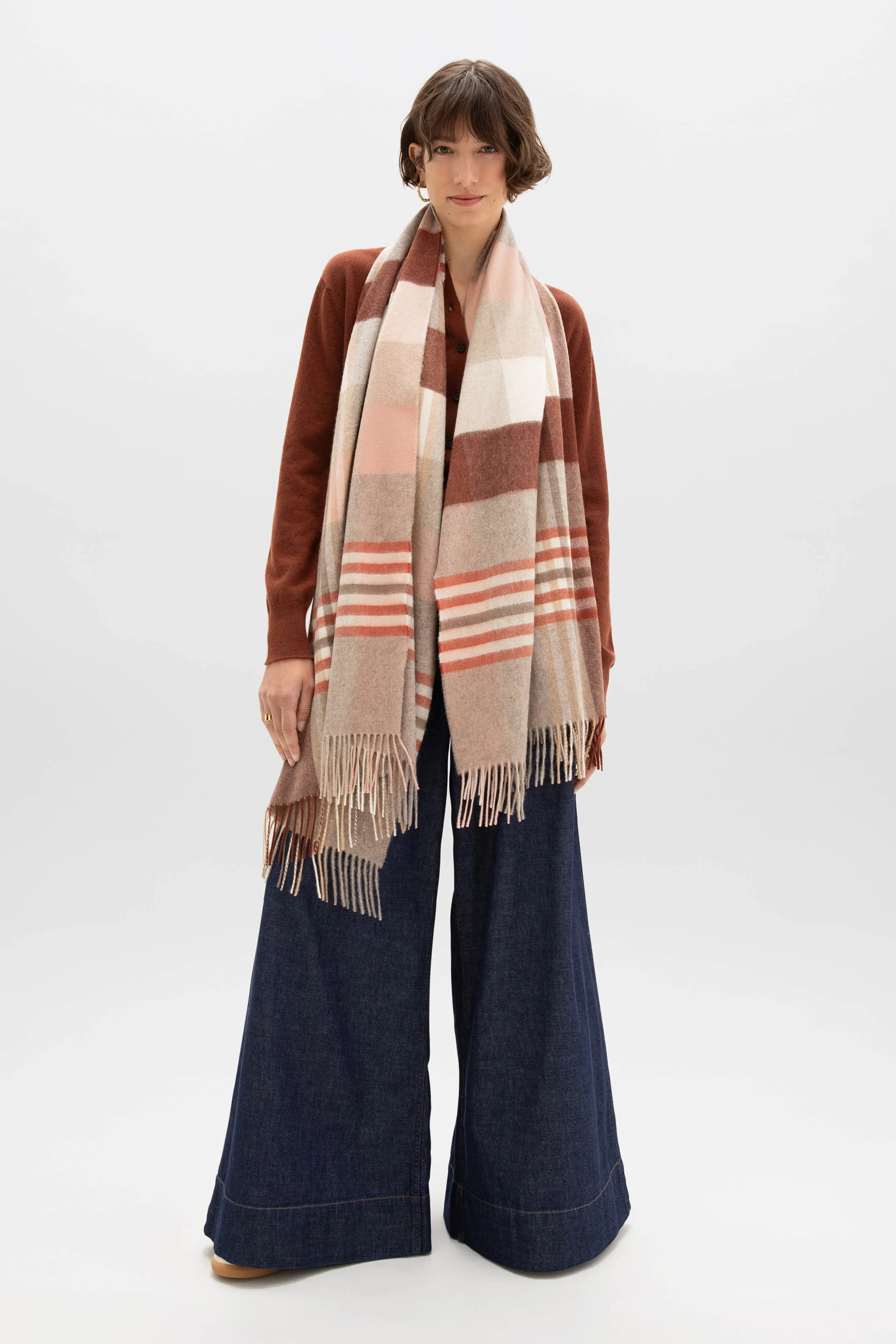 Ash Check Cashmere Stole