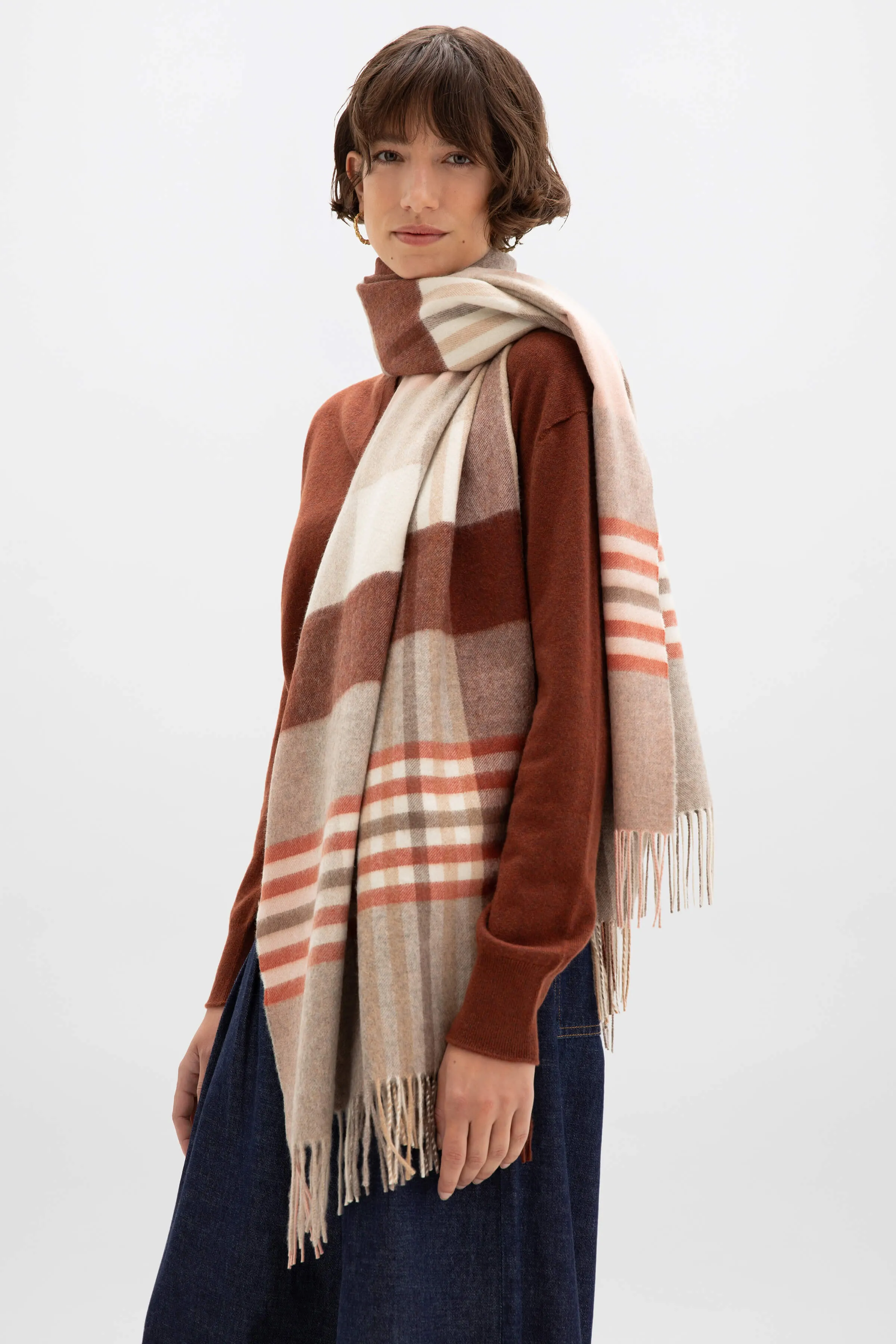 Ash Check Cashmere Stole