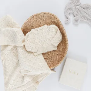 Baby Cuddle Blanket and Sweater Set - Cream