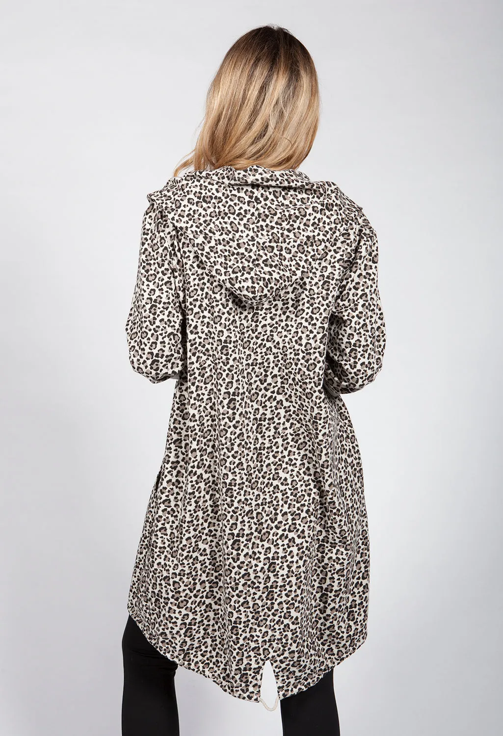 Beige Leopard Print Open Cardigan