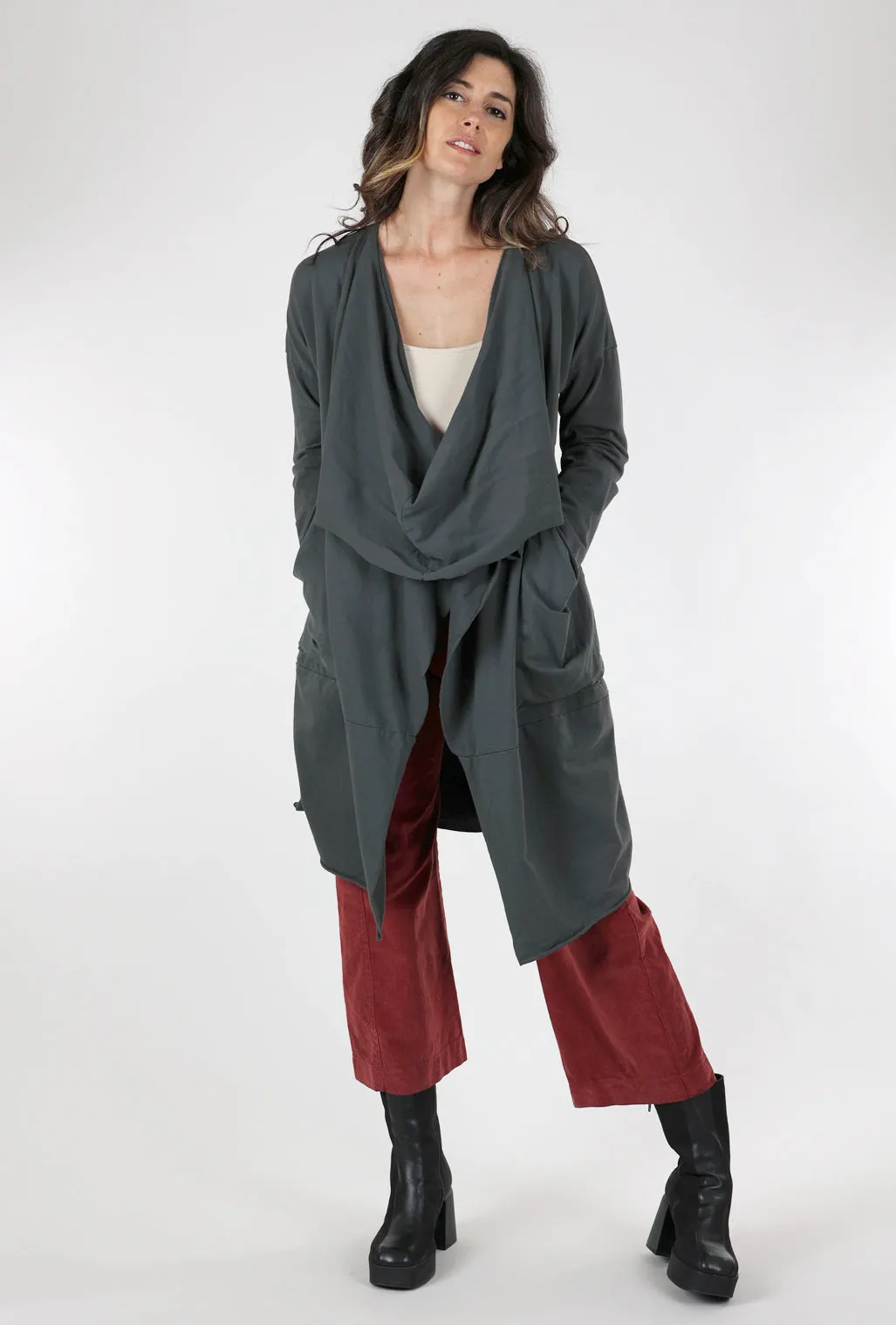 Built-In Scarf Jacket, Charcoal