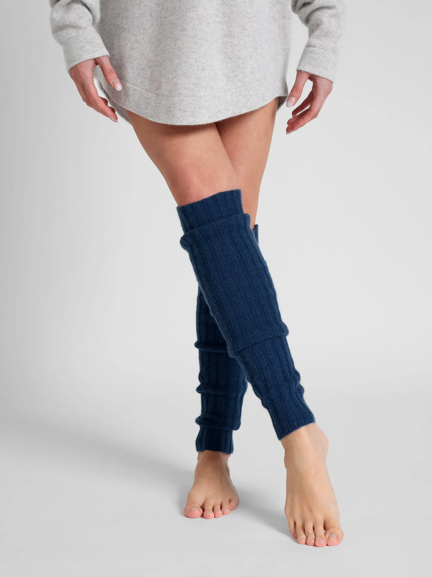 Cashmere leg warmers "Leggings" - mountain blue