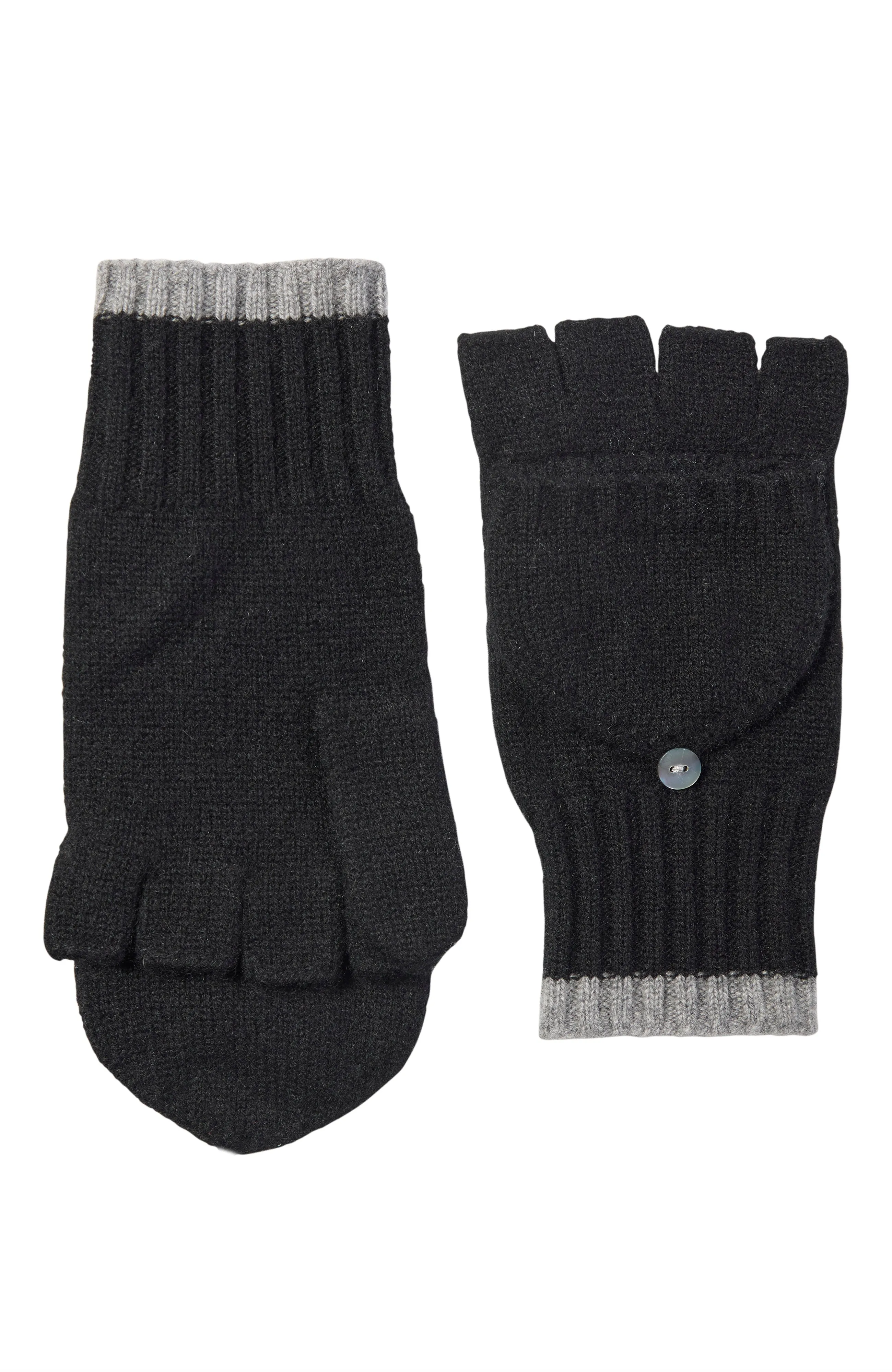 CASHMERE POP TOP GLOVE WITH CUFF TIPPING