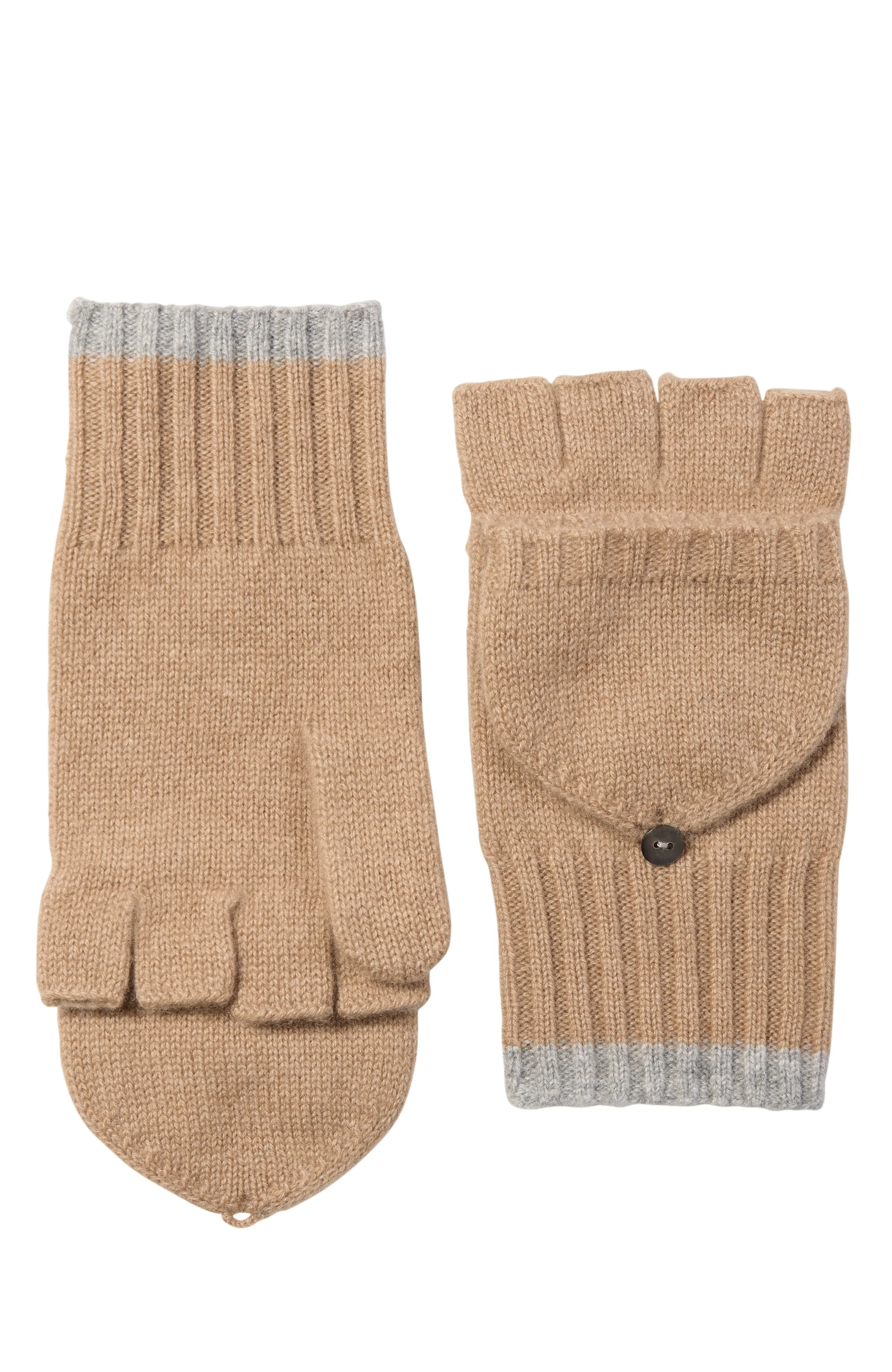 CASHMERE POP TOP GLOVE WITH CUFF TIPPING