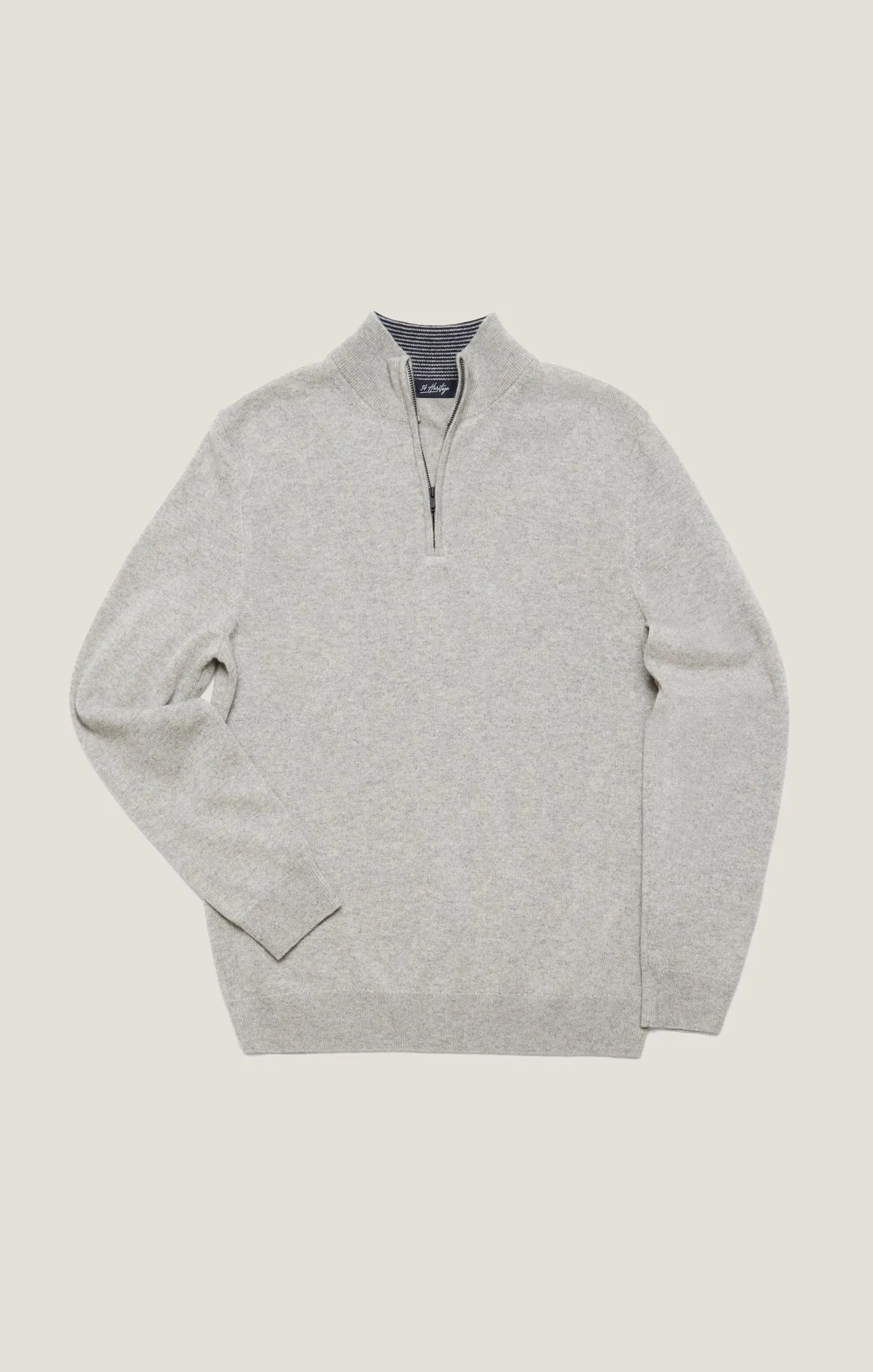 Cashmere Quarter Zip Sweater In Grey Melange