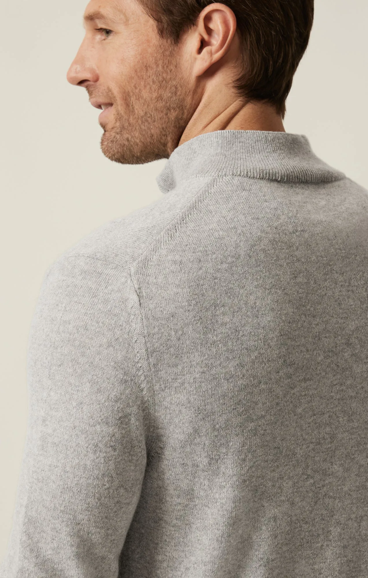 Cashmere Quarter Zip Sweater In Grey Melange