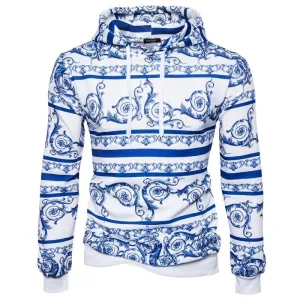 Chinese Style Blue And White Porcelain Hoodie