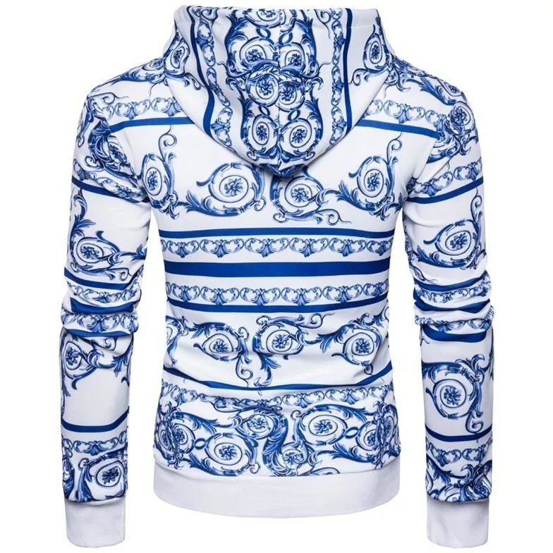 Chinese Style Blue And White Porcelain Hoodie