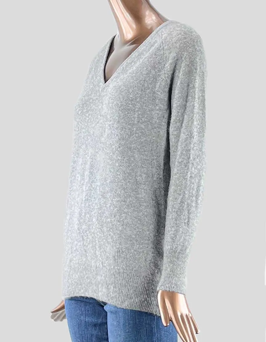 EQUIPMENT Grey Cashmere V-Neck Sweater - X-Small