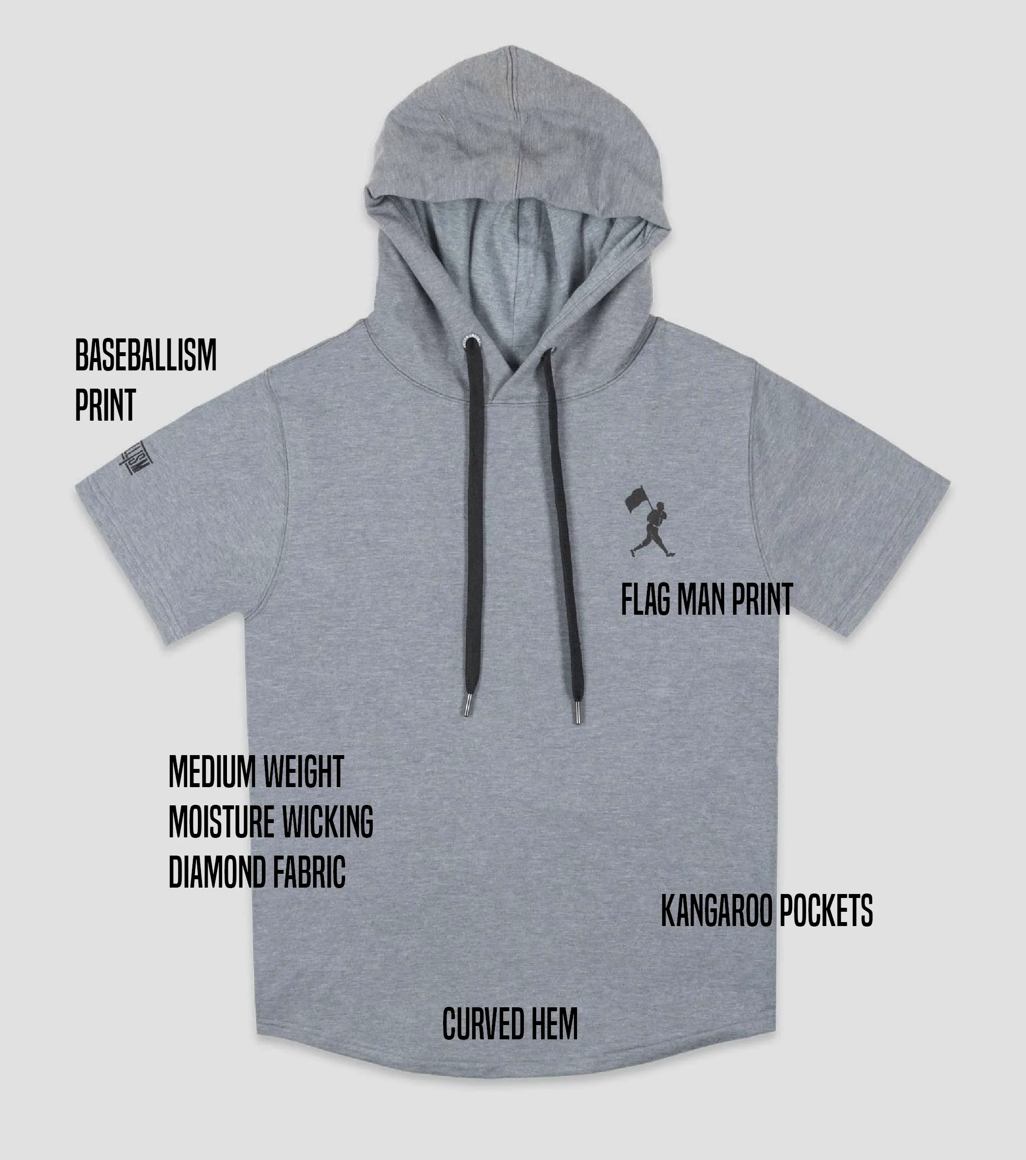 Flag Man Short Sleeve Cage Hoodie (Grey) - Youth