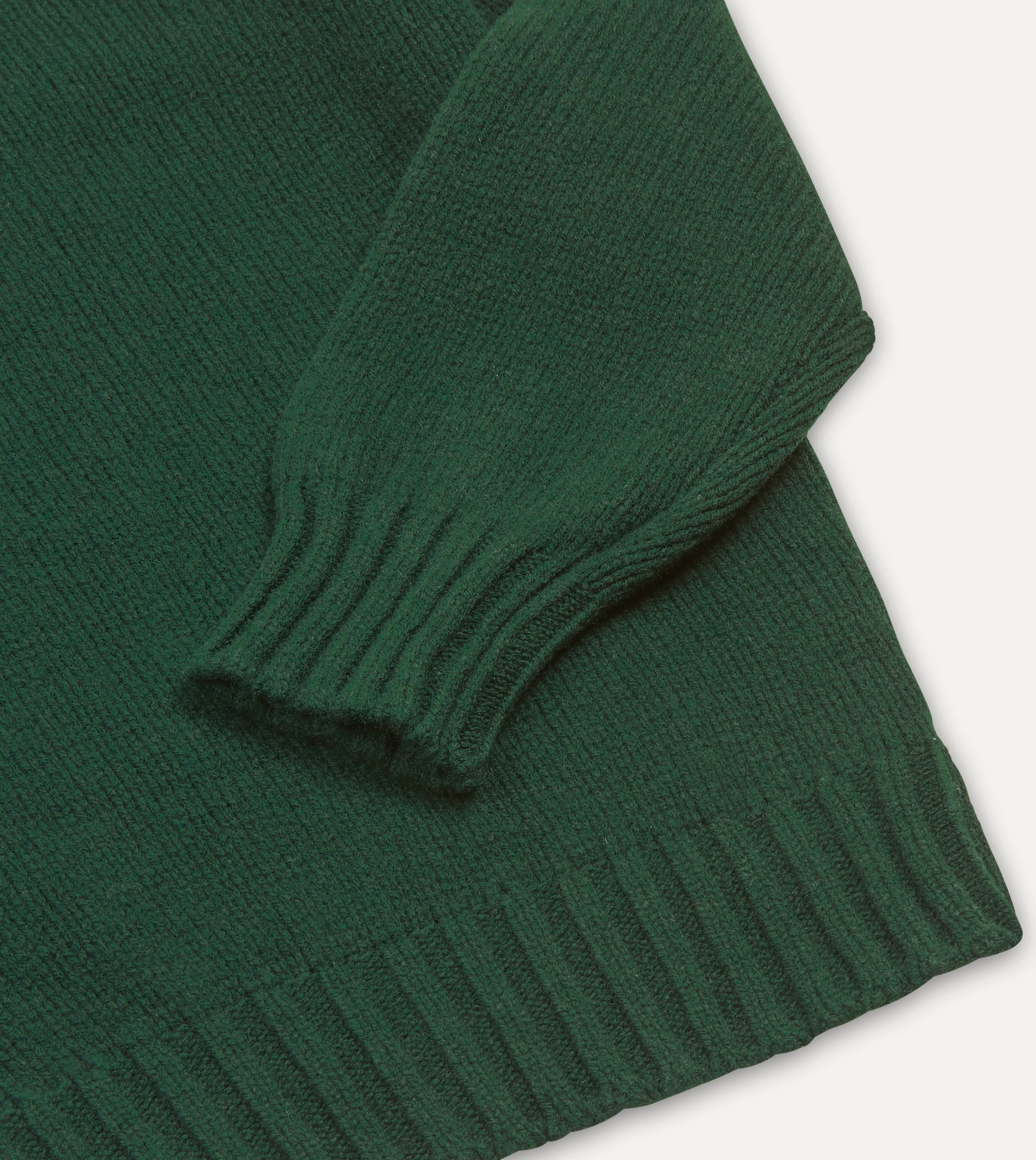 Forest Green Lambswool Submariner Roll Neck Jumper