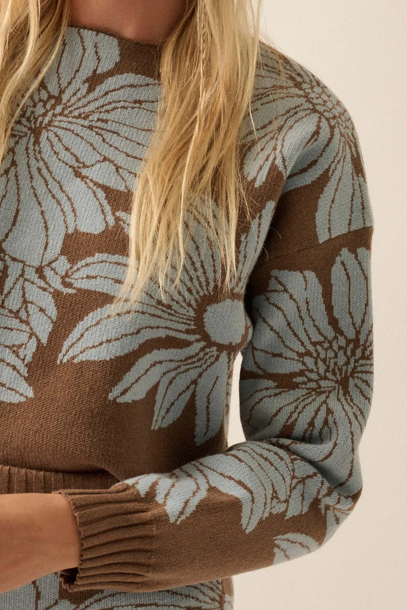 Forgotten Flowers Floral Knit Cropped Sweater