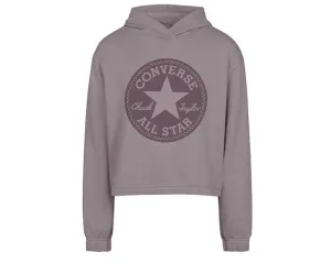 Girl Washed Metallic Chuck Patch Logo Cropped Hoodie Sweatshirt | Converse