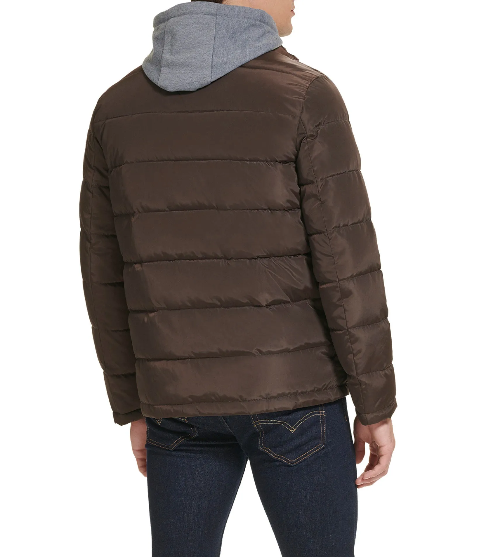 Hooded Puffer Jacket With Bib