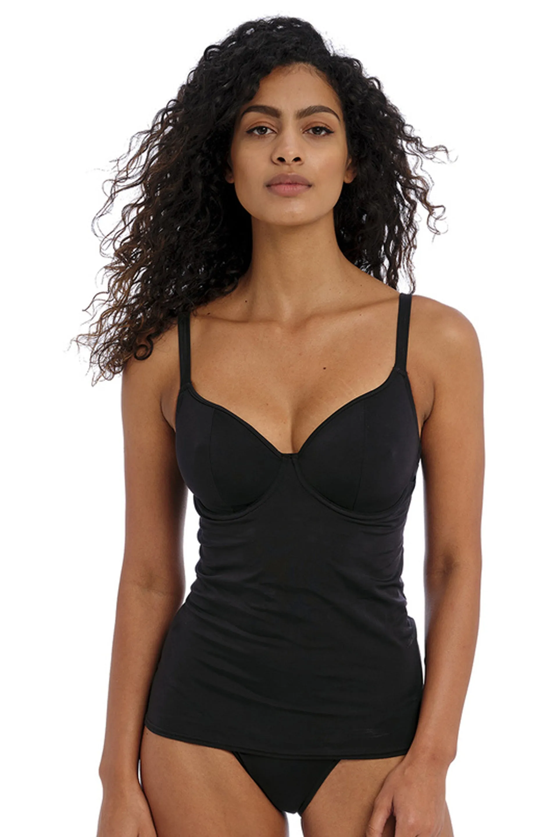 Jewel Cove Tankini Top Plain Black