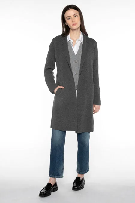 Kinross Cashmere Doubleknit Notch Collar Cardigan