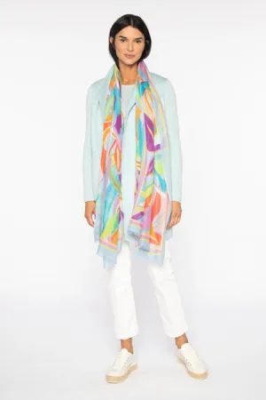 Kinross Cashmere Palm Print Scarf - Freesia