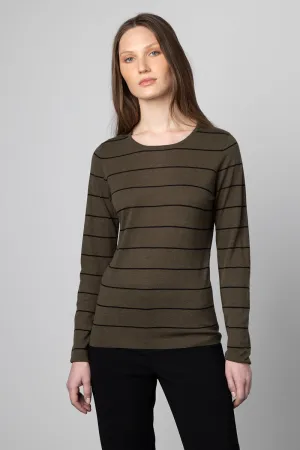 Kinross Cashmere Stripe Crew