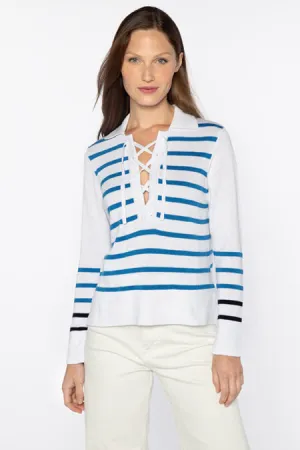 Kinross Cashmere Stripe Lace Up Polo