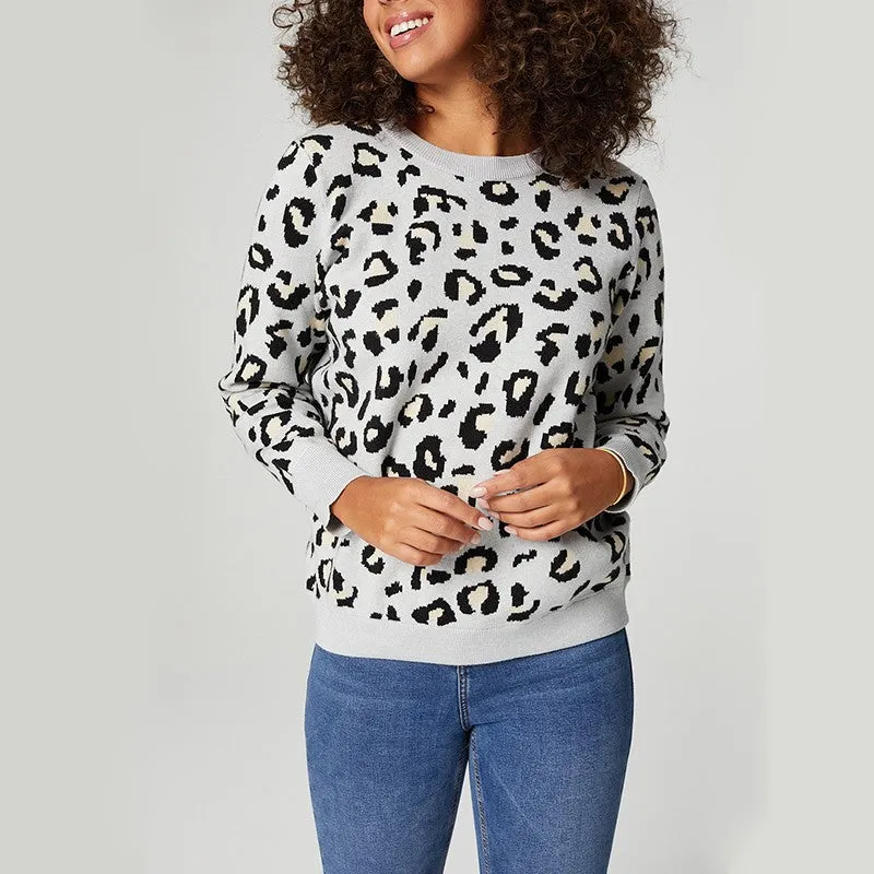 Leopard Long Sleeve Knit with Open Back