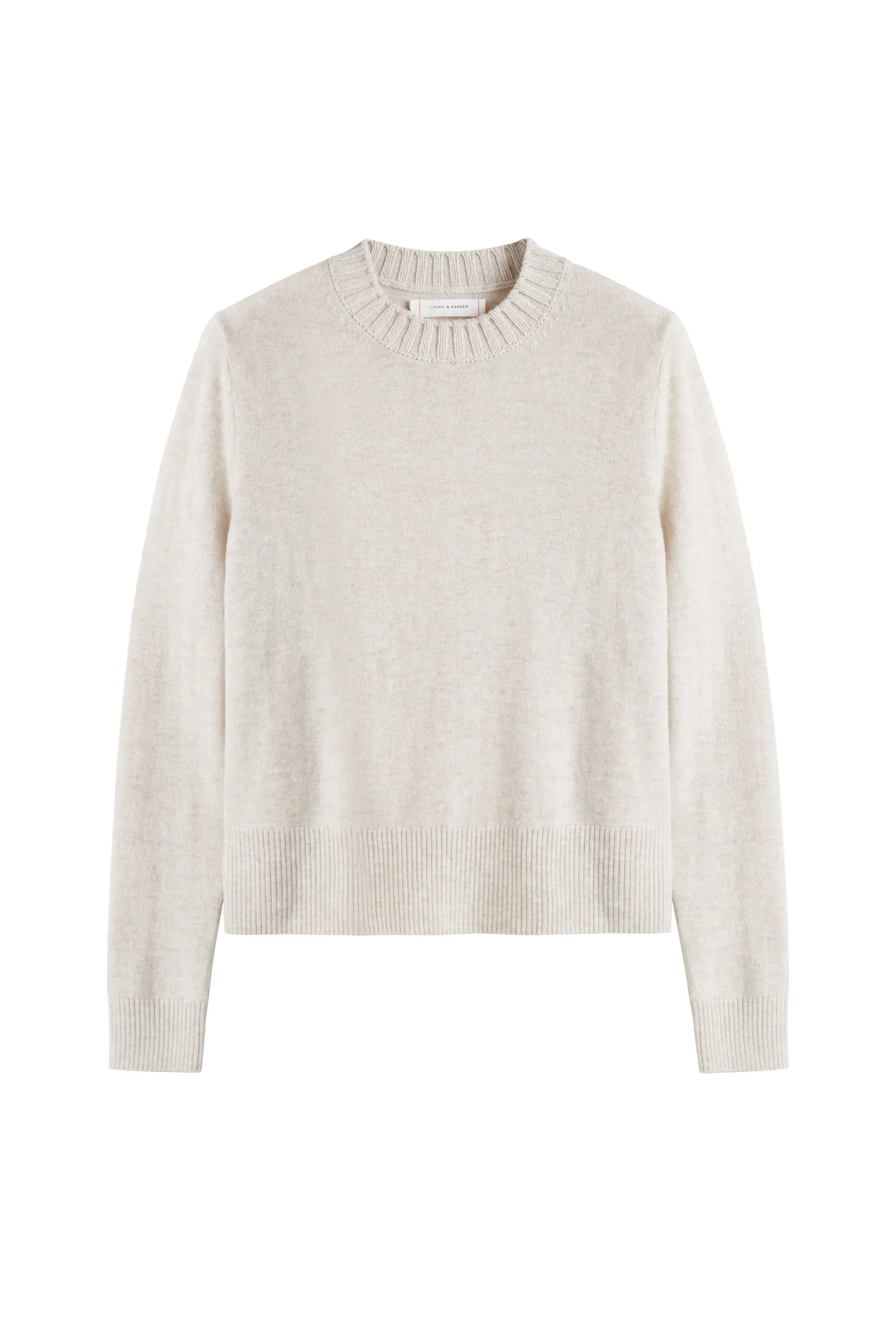 Light-Oatmeal Wool-Cashmere Cropped Sweater