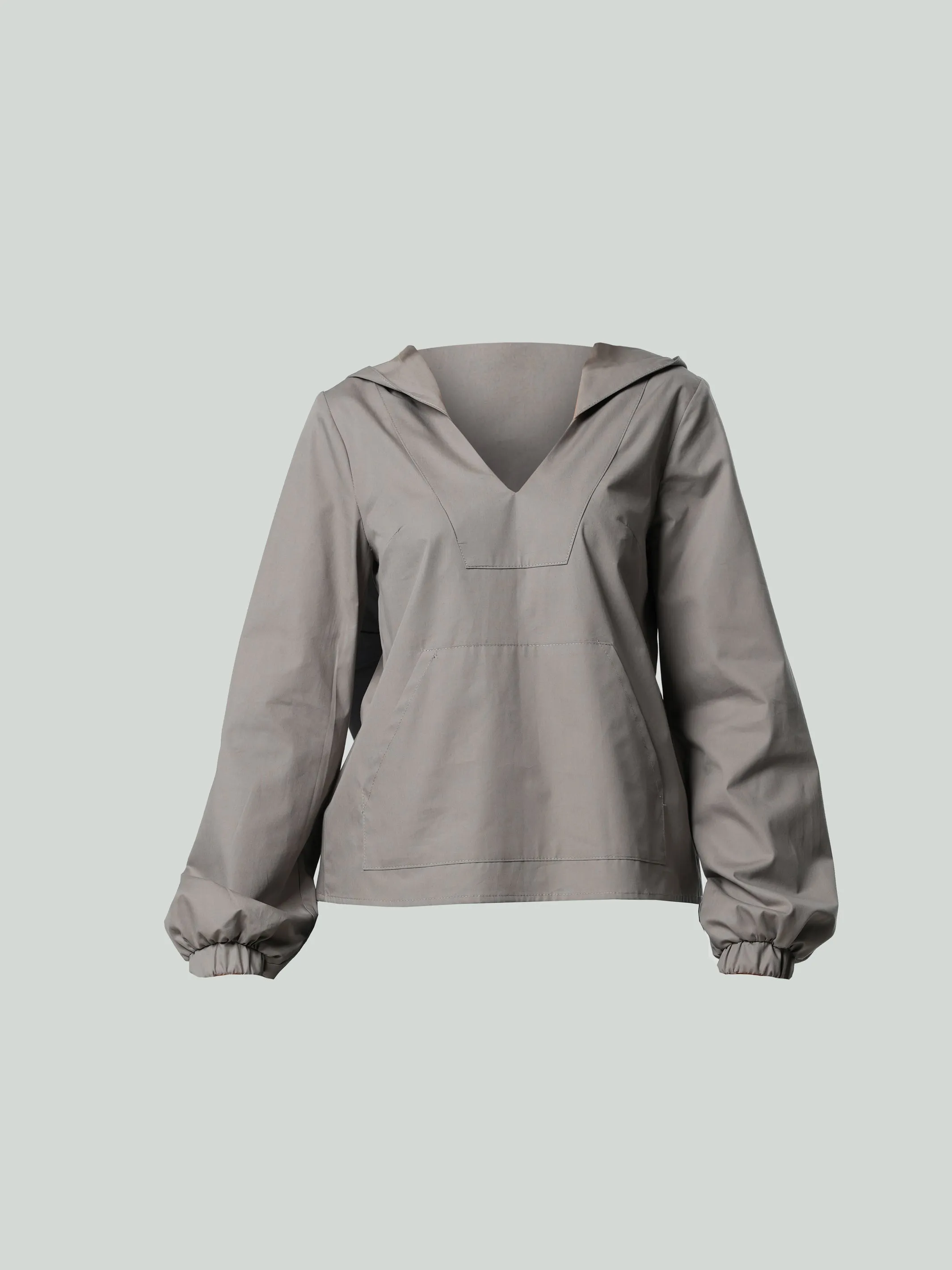 Long Sleeve Hooded Shirt In Gray