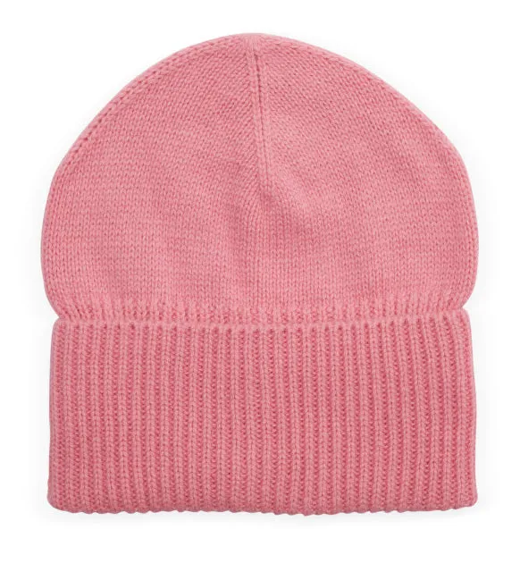 Loose Rib Cashmere Beanie - Pink