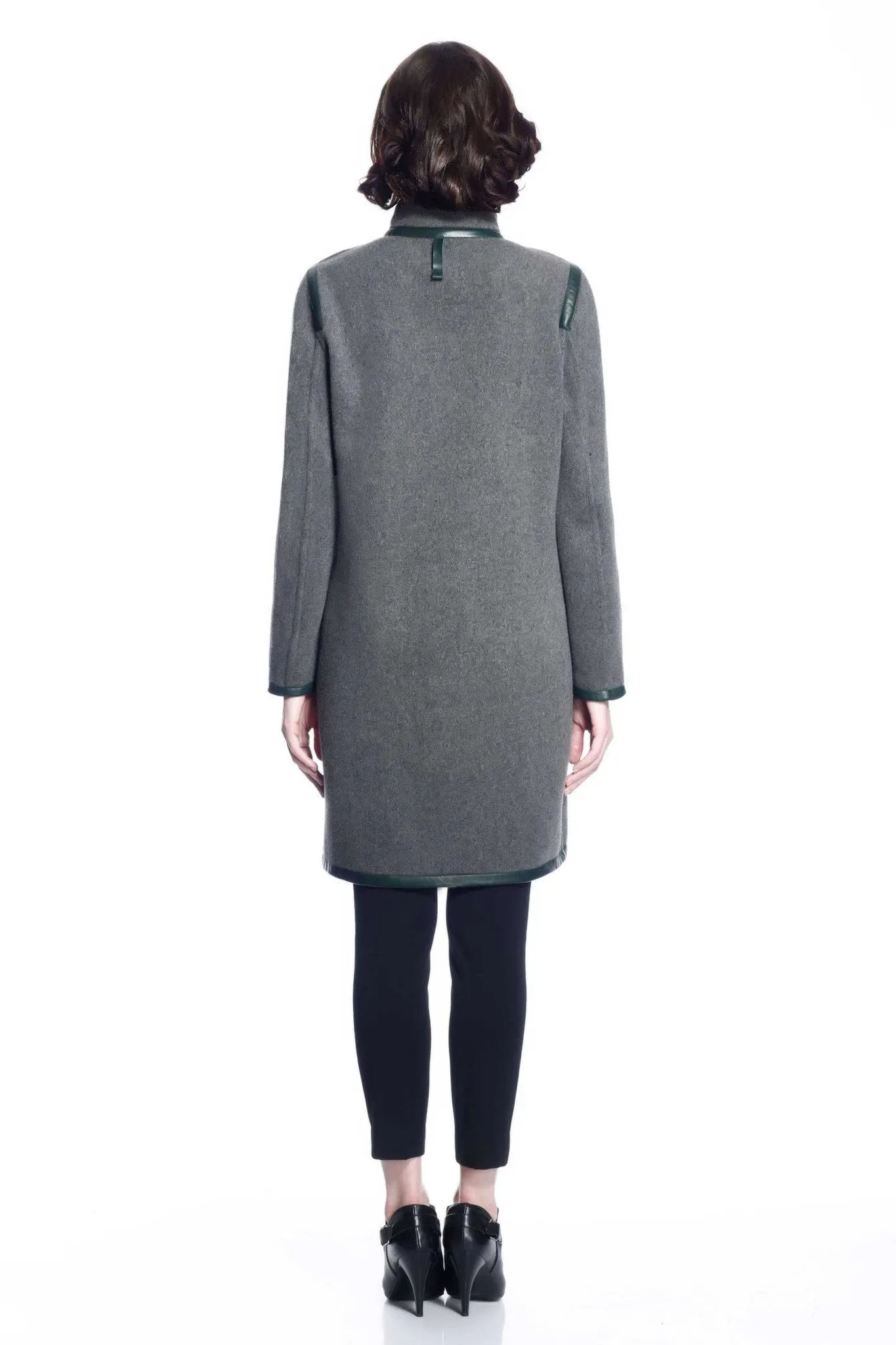 Margaret Reversible Wool/Cashmere Coat- Green/Grey