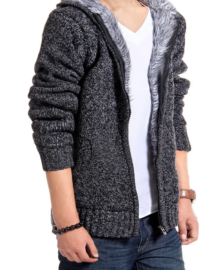 Mens Fur Lining zipper Hoodie