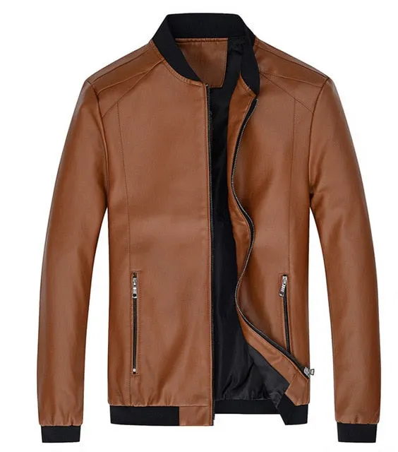 Men's PU Jacket Outerwear Leather Coat Spring Slim Fit Faux Leather Motorcycle Biker Jacket Men Male Coats Brand Clothes