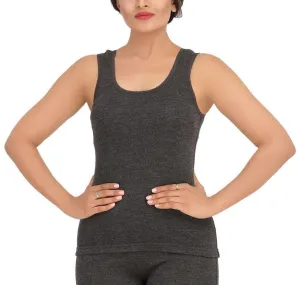 Monte Carlo Pure New Merino Wool Machine Washable Sleeveless Round Neck Thermal for Women Black Color