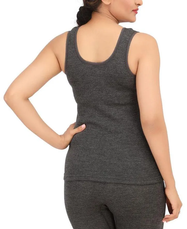 Monte Carlo Pure New Merino Wool Machine Washable Sleeveless Round Neck Thermal for Women Black Color