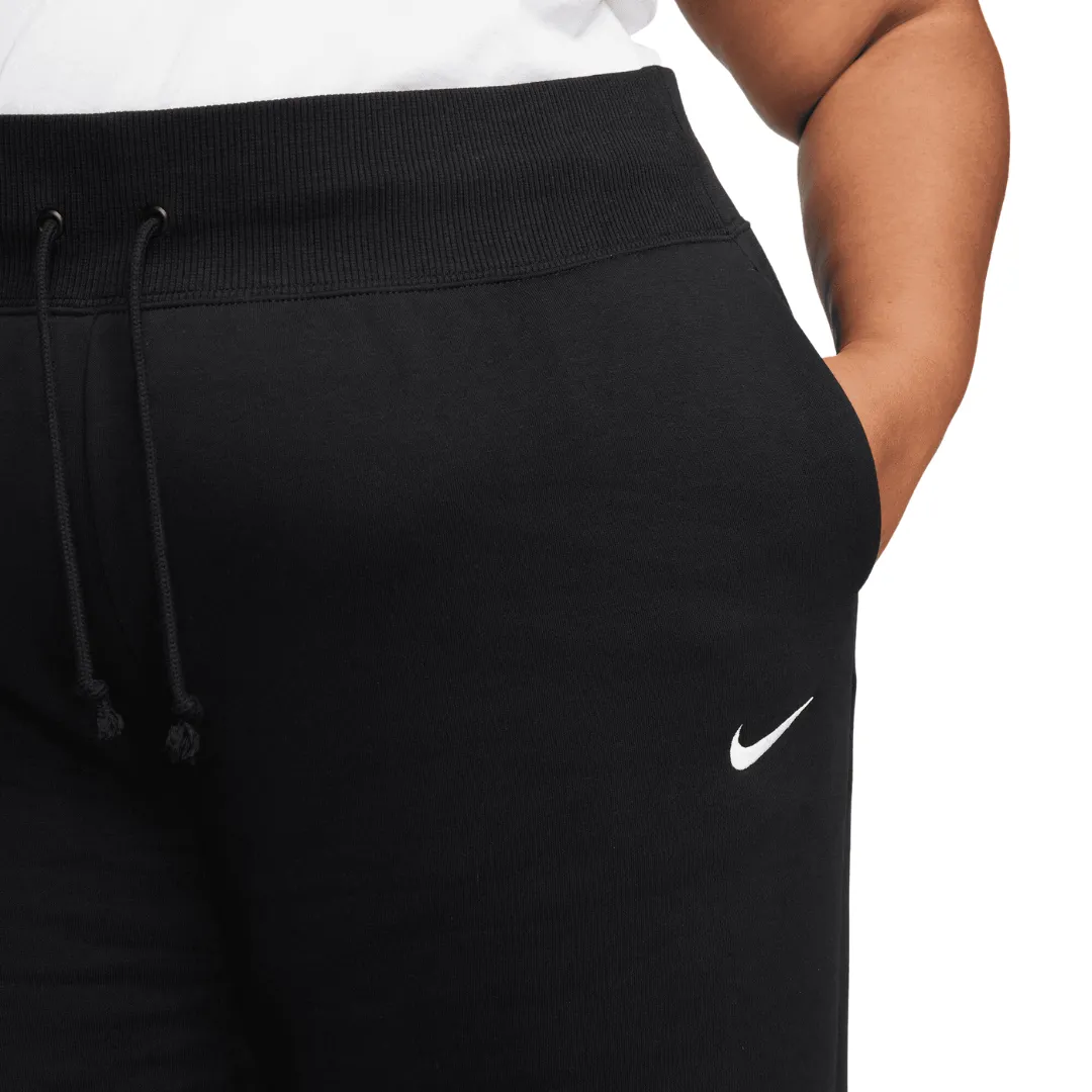 Plus - Women's Nike Sportswear Phoenix Fleece Wide-Leg Sweatpants - Black/Sail