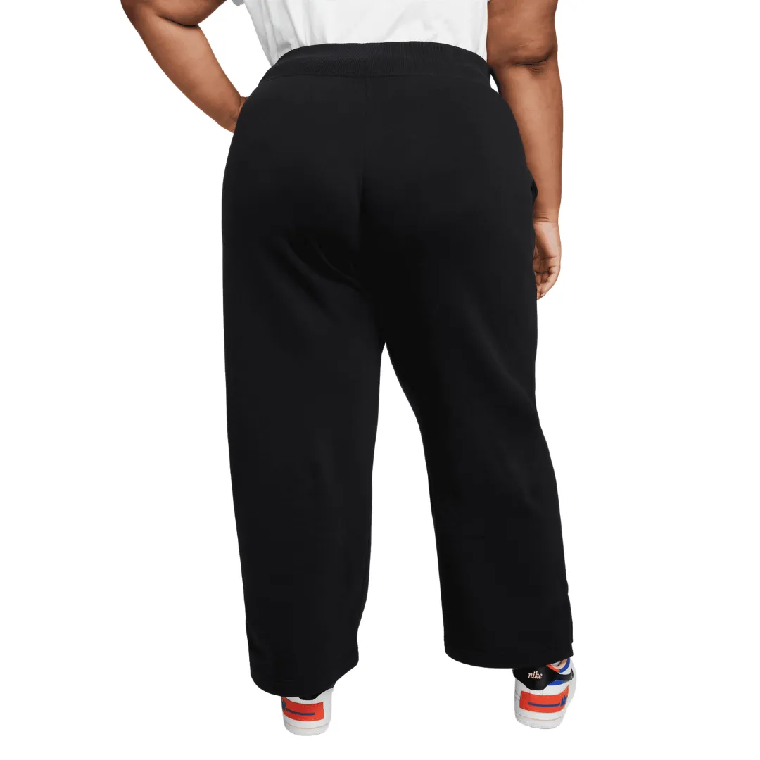 Plus - Women's Nike Sportswear Phoenix Fleece Wide-Leg Sweatpants - Black/Sail