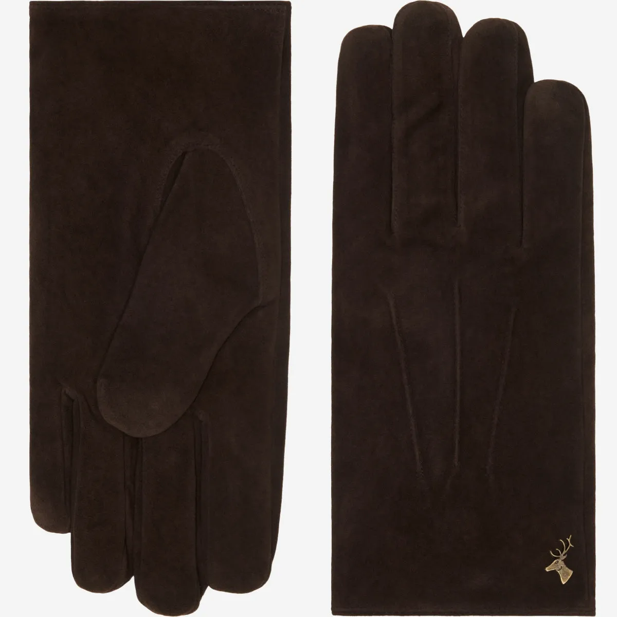 Rex (brown) - suede goatskin leather gloves with luxurious wool/cashmere lining