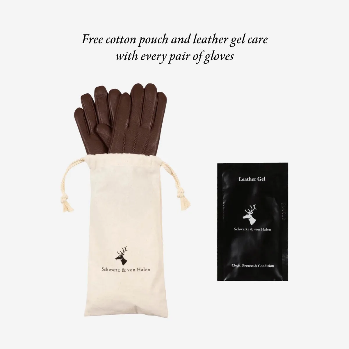 Rex (brown) - suede goatskin leather gloves with luxurious wool/cashmere lining