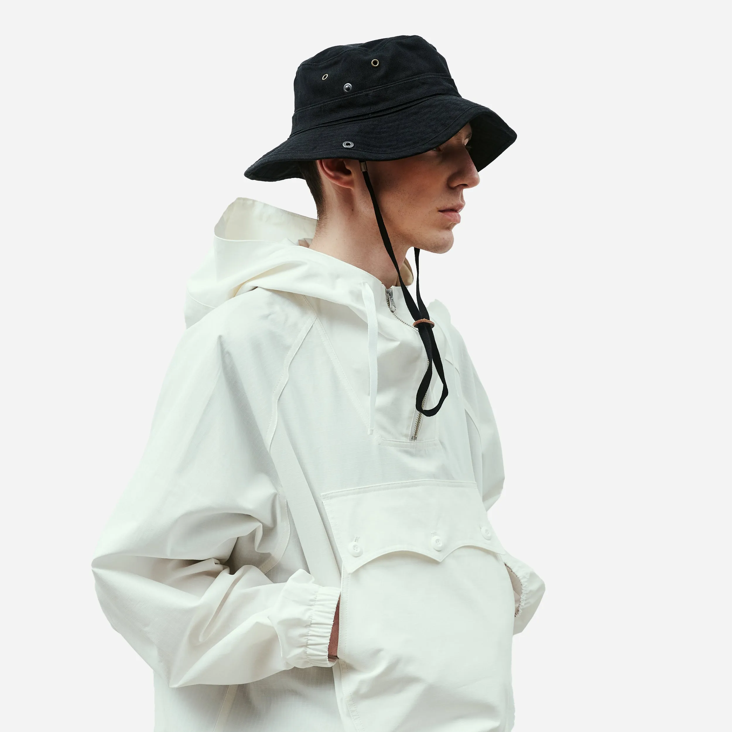 RIPSTOP OVERHEAD HOODED ANORAK  - WHITE