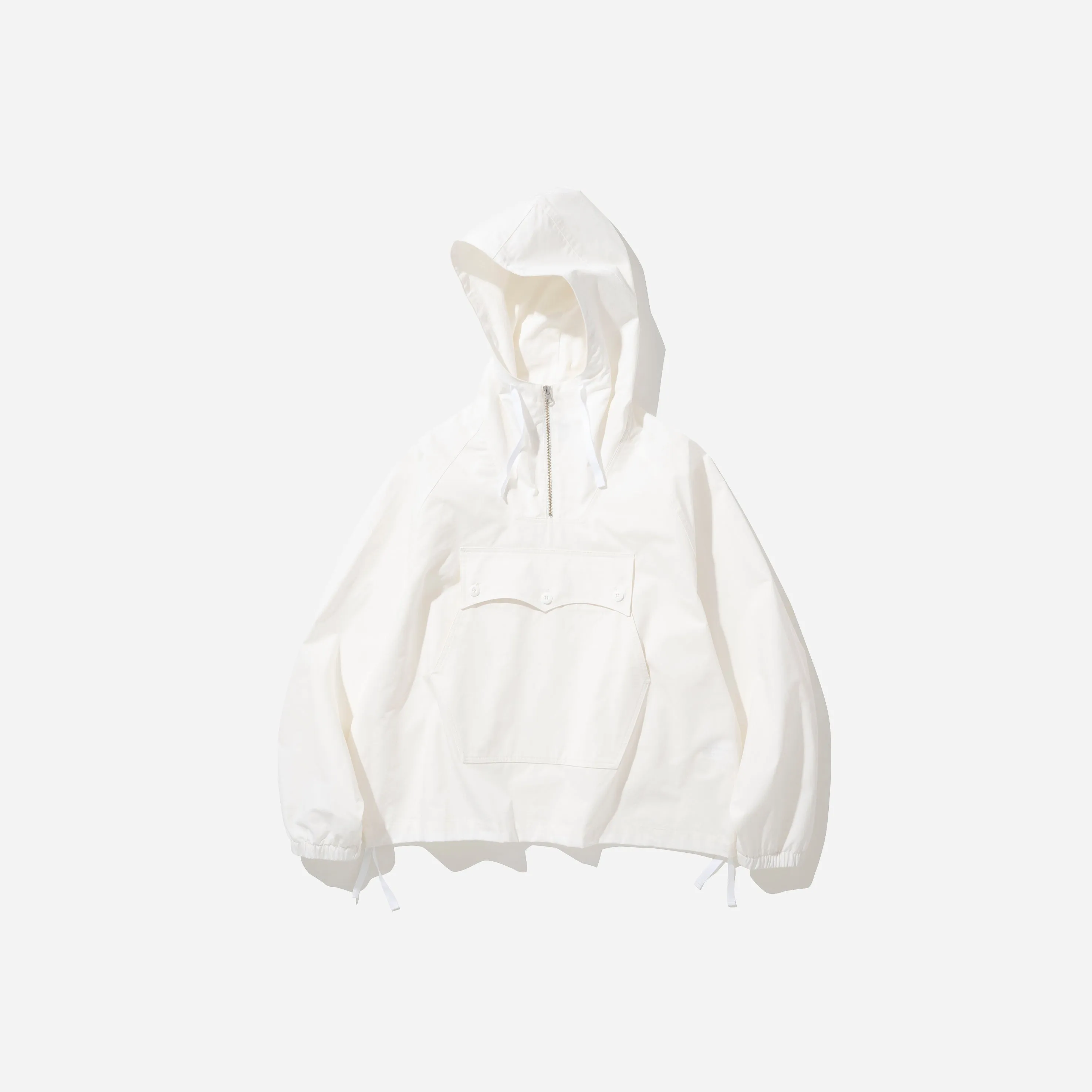 RIPSTOP OVERHEAD HOODED ANORAK  - WHITE