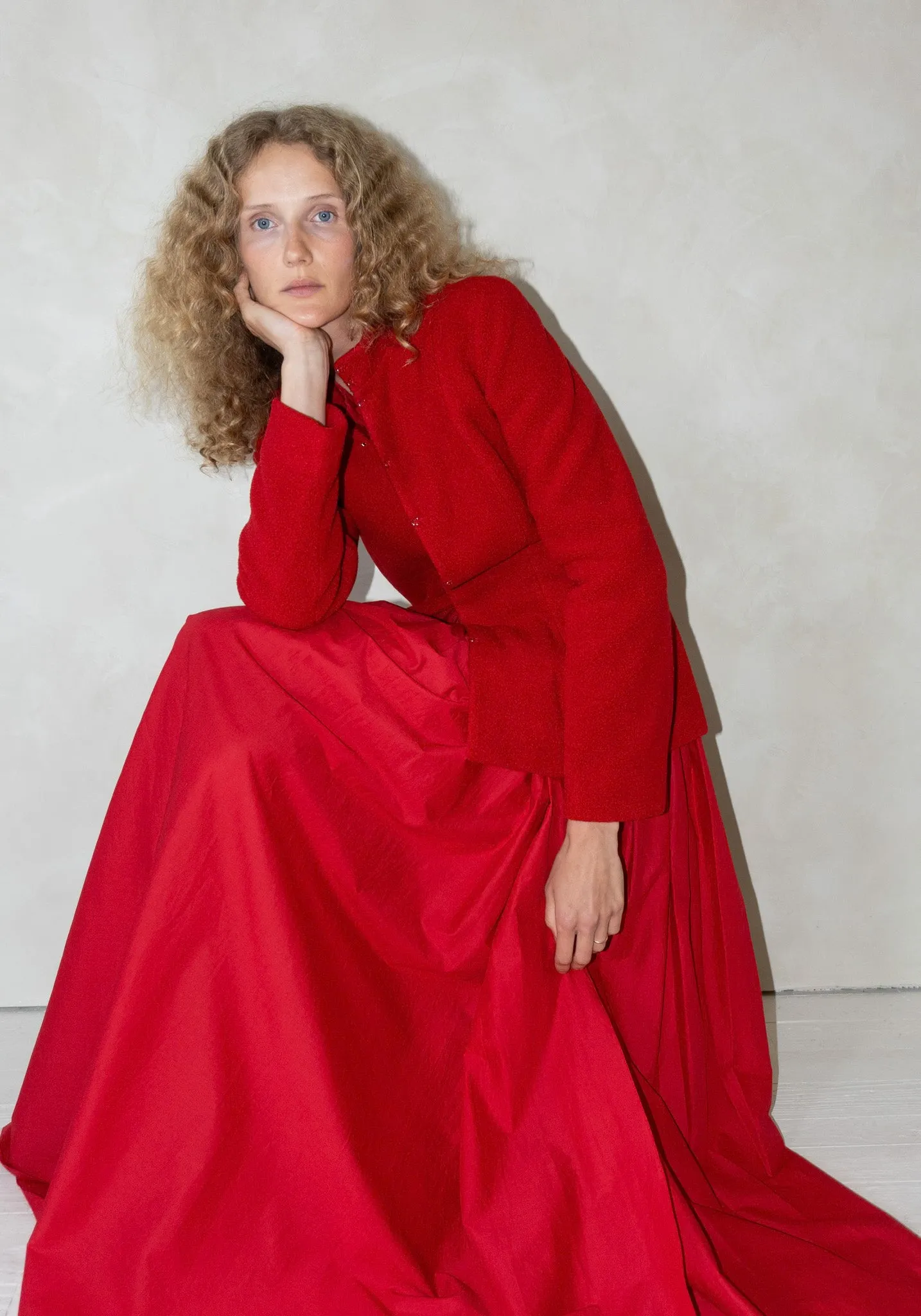 Shaped Victorian Jacket in Red Fleece