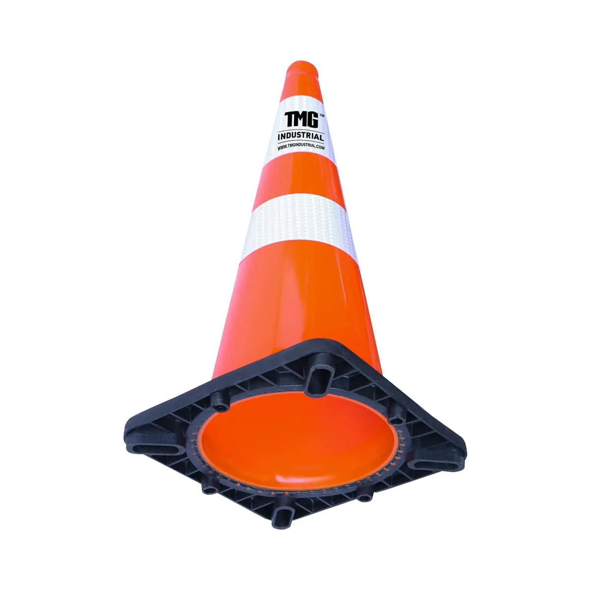 TMG Industrial 29” PVC Reflective Traffic Cones, 252 Cones, 14” Square Base, Hot & Cold Weather, High-Intensity Reflective Bands, TMG-TC29