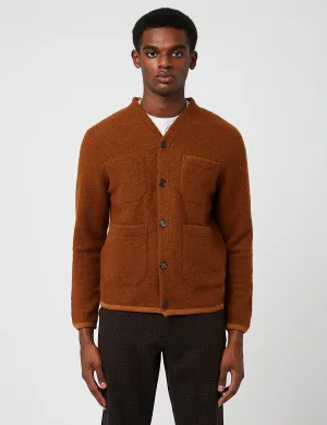 Universal Works Cardigan (Wool Fleece) - Rust Brown