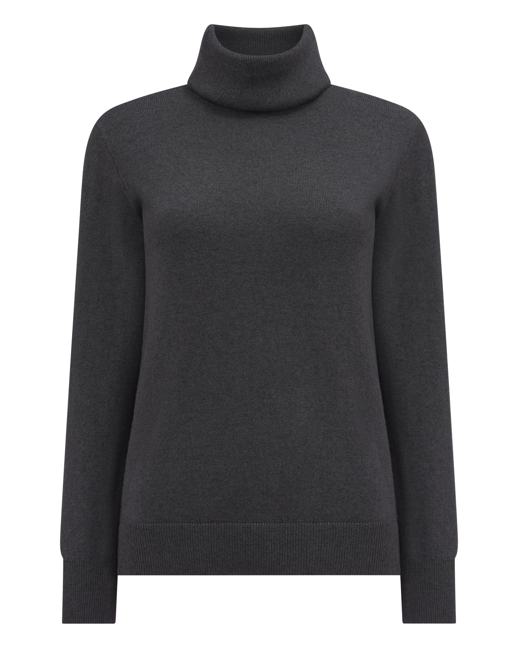 Women's Loose Turtle Neck Cashmere Sweater Anthracite Grey