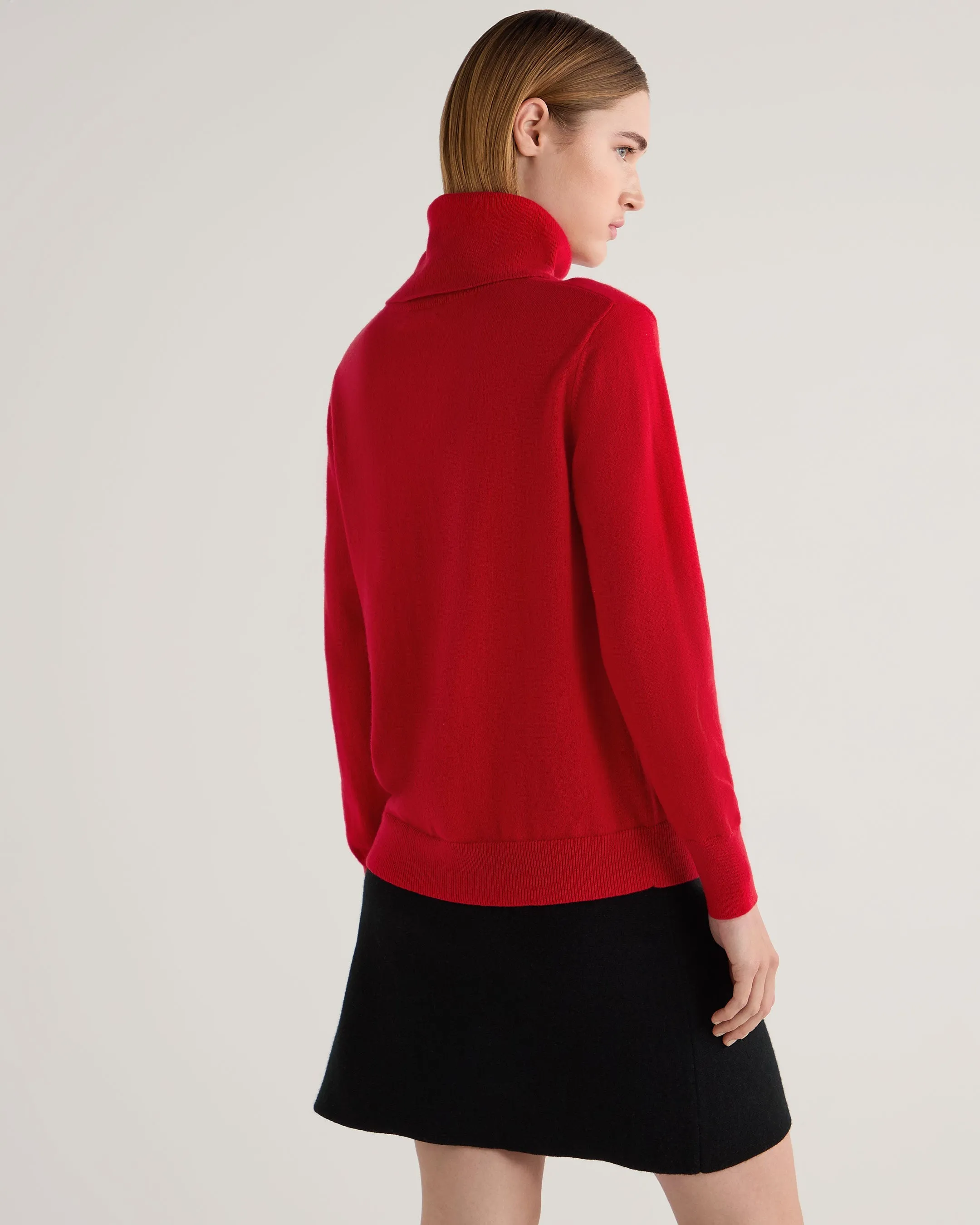 Women's Loose Turtle Neck Cashmere Sweater Riding Red